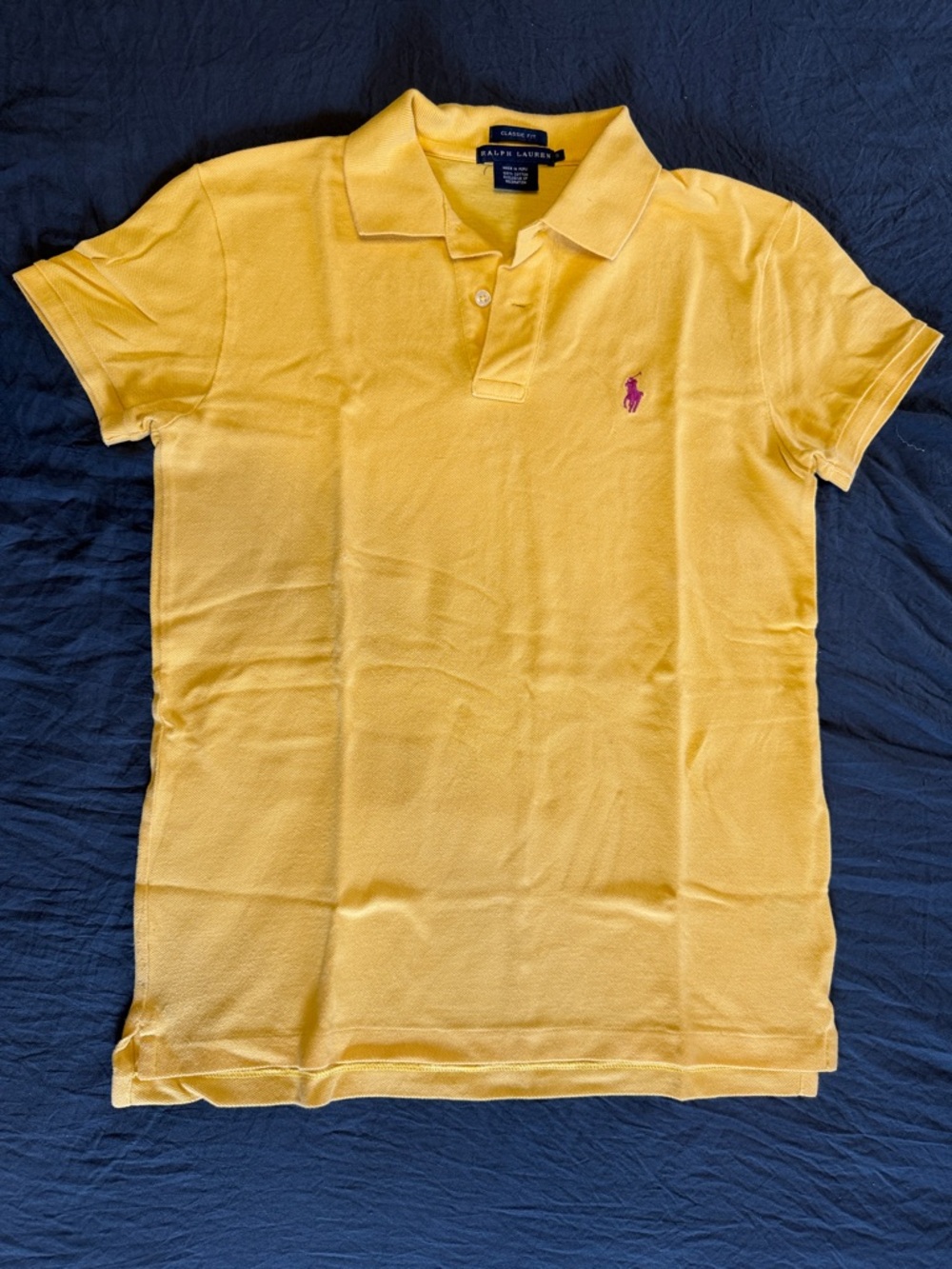 Ralph Lauren Yellow Classic Fit Polo with Pink Pony Logo